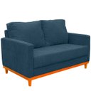 Ver imagem 7 de Kit Poltrona e Sofa Berlim 2 Lugar Base de Madeira Tecido Acquablockl Azul Petroleo