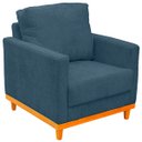 Ver imagem 6 de Kit Poltrona e Sofa Berlim 2 Lugar Base de Madeira Tecido Acquablockl Azul Petroleo