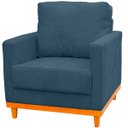 Ver imagem 4 de Kit Poltrona e Sofa Berlim 2 Lugar Base de Madeira Tecido Acquablockl Azul Petroleo