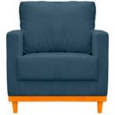 Ver imagem 1 de Kit Poltrona e Sofa Berlim 2 Lugar Base de Madeira Tecido Acquablockl Azul Petroleo
