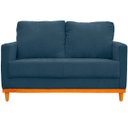 Ver imagem 2 de Kit Poltrona e Sofa Berlim 2 Lugar Base de Madeira Tecido Acquablockl Azul Petroleo