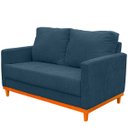 Ver imagem 5 de Kit Poltrona e Sofa Berlim 2 Lugar Base de Madeira Tecido Acquablockl Azul Petroleo