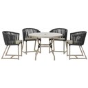 Ver imagem 1 de Mesa com 4 Cadeiras de Jantar Roma 100cm e Noronha em Aluminío Fendi Corda Nautica Estofado 8 Trama