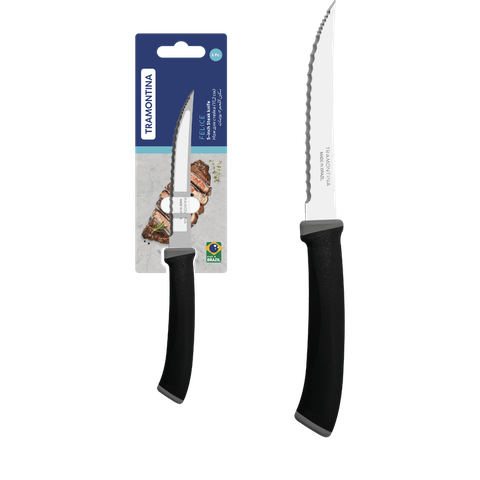 Faca para Churrasco Felice Serrilhada 5" Preto Tramontina Tramontina Cut