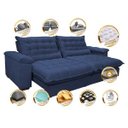 Ver imagem 3 de Sofá Retrátil e Reclinável 2,12M com Molas Ensacadas Cama Inbox Aconchego Tecido Suede Azul
