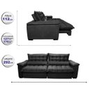 Ver imagem 2 de Sofá Retrátil e Reclinável 2,92M com Molas Ensacadas Cama Inbox Aconchego Tecido Suede Preto