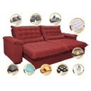 Ver imagem 3 de Sofá Retrátil e Reclinável 2,92M com Molas Ensacadas Cama Inbox Aconchego Tecido Suede Vermelho