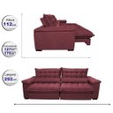 Ver imagem 2 de Sofá Retrátil e Reclinável 2,92M com Molas Ensacadas Cama Inbox Aconchego Tecido Suede Vinho