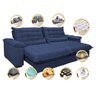 Sofá Retrátil e Reclinável 2,52M com Molas Ensacadas Cama Inbox Aconchego Tecido Suede Azul - 3