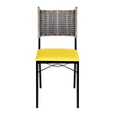 Ver imagem 4 de Kit 4 Cadeiras Para Cozinha Preta Ratan Cappuccino Assento Estofado - Amarelo