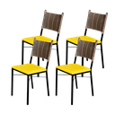 Ver imagem 1 de Kit 4 Cadeiras Para Cozinha Preta Ratan Cappuccino Assento Estofado - Amarelo