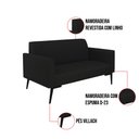 Ver imagem 4 de Sofá Namoradeira com 2 Poltronas Pés Villach Marisa Linho Preto A79 D03 - D'Rossi