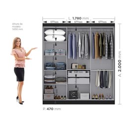 Guarda-Roupa Casal 6 Portas 2 Gavetas Paris - 4