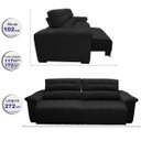 Ver imagem 2 de Sofá 2,72M Retrátil e Reclinável com Molas Cama Inbox Top Tecido Suede Velusoft Preto