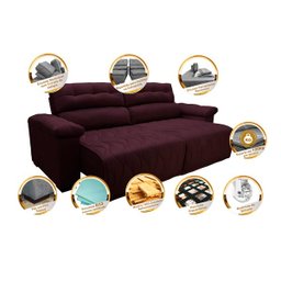Sofá 2,72M Retrátil e Reclinável com Molas Cama Inbox Top Tecido Suede Velusoft Vinho - 3