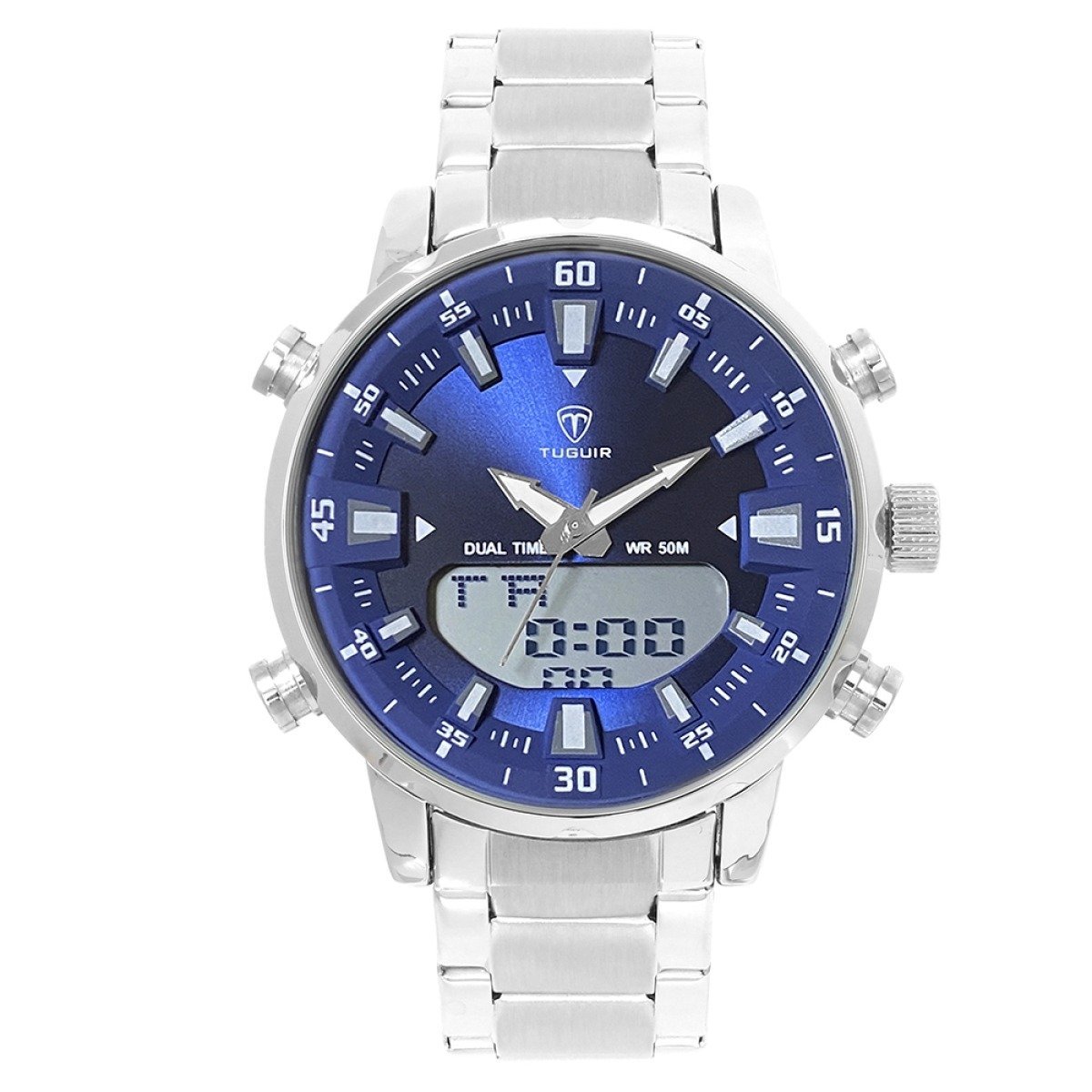 Relógio Masculino Tuguir Anadigi Tg1815 Prata e Azul - 1
