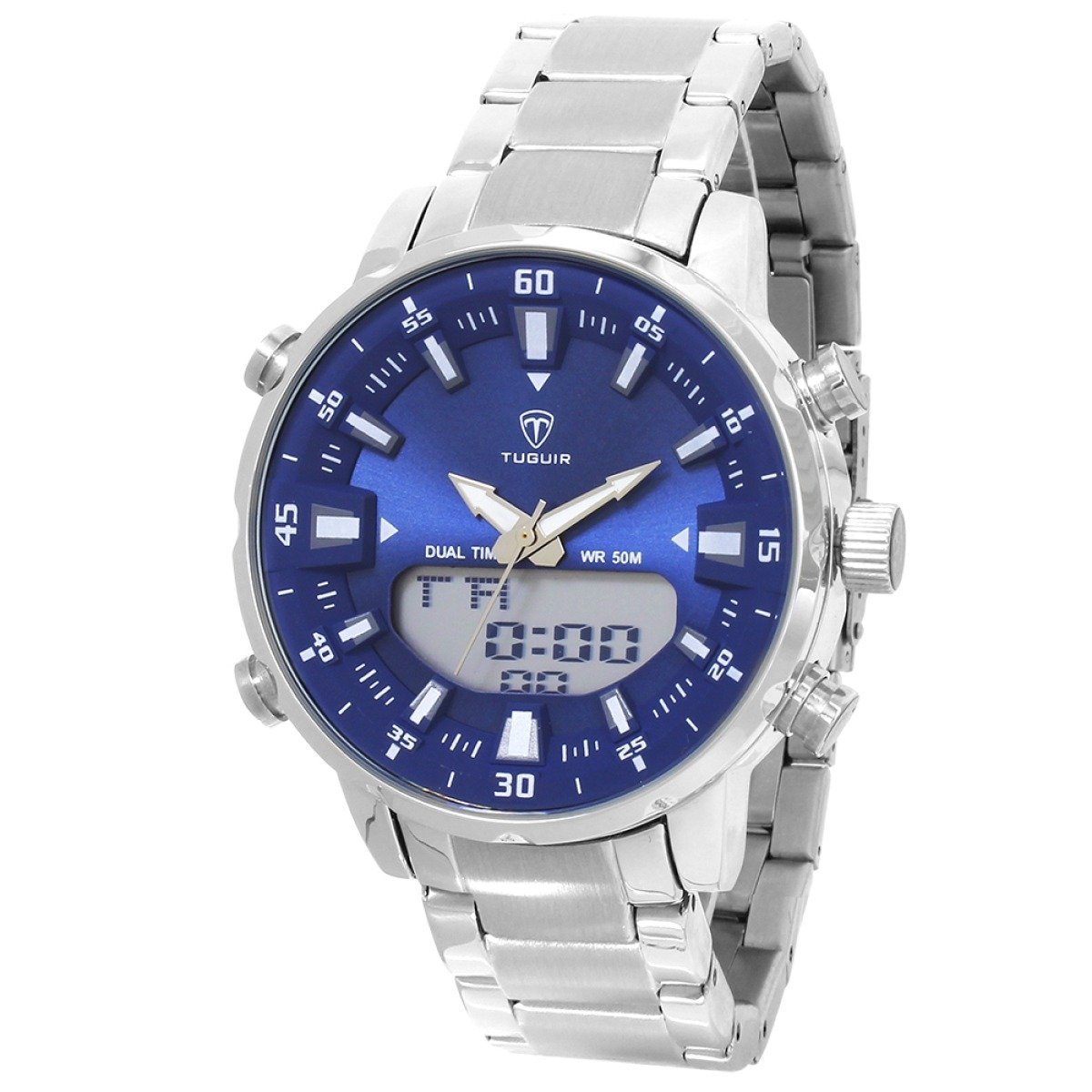 Relógio Masculino Tuguir Anadigi Tg1815 Prata e Azul - 2