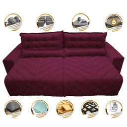Sofá 2,22M Retrátil e Reclinável com Molas Cama Inbox Plus Tecido Suede Velusoft Vinho - 3 Sofá 2,22M Retrátil e Reclinável com Molas Cama Inbox Plus Tecido Suede Velusoft Vinho - 3
