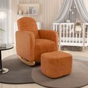 Ver imagem 1 de Poltrona de Amamentação com Balanço e Puff Orgânico Saori W01 Courissimo Canela - Lyam Decor