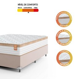 Cama Box Casal Colchão Molas Ensacadas Real 138x188x65cm Branco / Bege - Suporta até 130Kg - 5