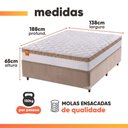 Ver imagem 3 de Cama Box Casal Colchão Molas Ensacadas Real 138x188x65cm Branco / Bege - Suporta até 130kg