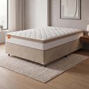 Ver imagem 2 de Cama Box Casal Colchão Molas Ensacadas Real 138x188x65cm Branco / Bege - Suporta até 130kg
