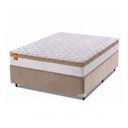 Ver imagem 1 de Cama Box Casal Colchão Molas Ensacadas Real 138x188x65cm Branco / Bege - Suporta até 130kg