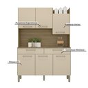 Ver imagem 4 de Armário de Cozinha Compacta 6 Portas 2 Gavetas Viena - Freijó/vanilla