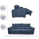 Ver imagem 2 de Sofá Retrátil e Reclinável 2,72M com Molas Ensacadas Cama Inbox Aconchego Tecido Suede Azul