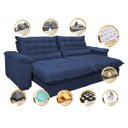 Ver imagem 3 de Sofá Retrátil e Reclinável 2,72M com Molas Ensacadas Cama Inbox Aconchego Tecido Suede Azul