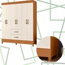 Ver imagem 2 de Guarda Roupa Mobi 6 Portas 2 Portas Cinamomo com Off White - Albatroz