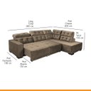 Ver imagem 2 de Sofá 6 Lugares de Canto Retrátil Chaise 285 Cm Suede Bege