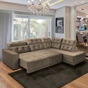 Ver imagem 1 de Sofá 6 Lugares de Canto Retrátil Chaise 285 Cm Suede Bege