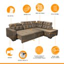 Ver imagem 3 de Sofá 6 Lugares de Canto Retrátil Chaise 285 Cm Suede Bege