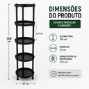 Ver imagem 5 de Estante Organizadora Modular Multiuso 5 Andares Preta com Prateleiras Vazadas para Cozinha Sala
