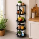 Ver imagem 2 de Estante Organizadora Modular Multiuso 5 Andares Preta com Prateleiras Vazadas para Cozinha Sala