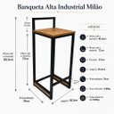 Ver imagem 3 de Banqueta Alta Ferro e Madeira Milão Cor Louro Freijó - Kmj