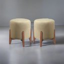 Ver imagem 5 de Kit 2 Puff Decorativo Redondo Luxo Dubai Corino Bege