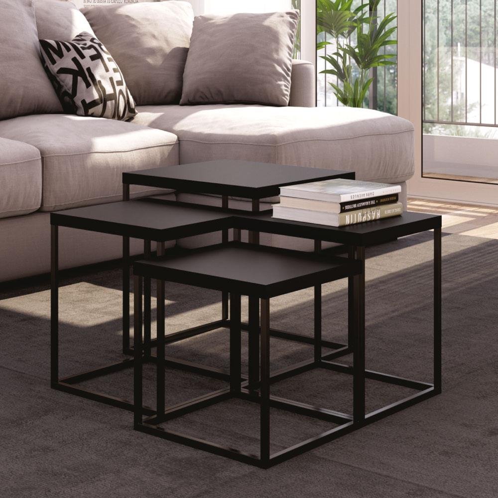 FurnitureR Nido De 2 Mesas, Mesas De Centro Nido Rectangulares En Forma