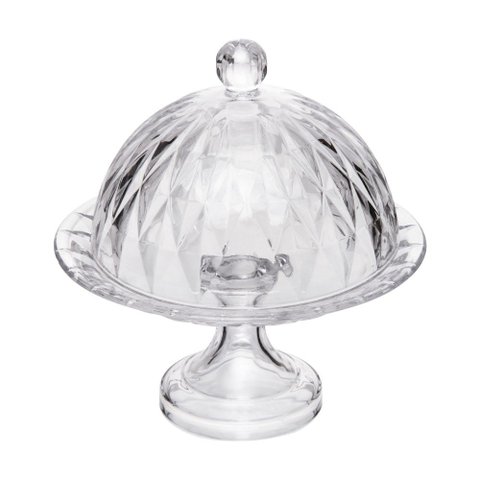 Prato para Bolo de Cristal com Tampa 19cm Diamond Lyor