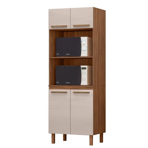 Paneleiro Pop Torre Quente 70cm com 4 Portas e 2 Nichos Freijo/baunilha/freijo