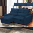 Ver imagem 5 de Sofá Retrátil Reclinável para Sala de Estar Living 230cm Dimas F04 Veludo Azul