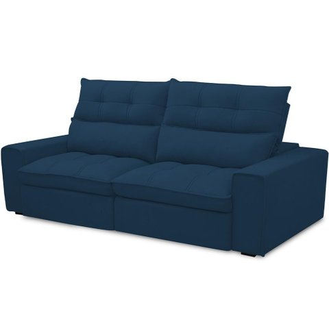 Sofá Retrátil Reclinável para Sala de Estar Living 230cm Dimas F04 Veludo Azul
