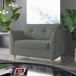 Sofá Namoradeira para Sala Decorativa Isis Suede Cinza Visan Estofados - 1