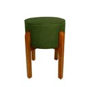 Ver imagem 2 de Kit 2 Puff Banqueta Redondo Zoe Linho Verde Decorativo Base de Madeira - Arkell