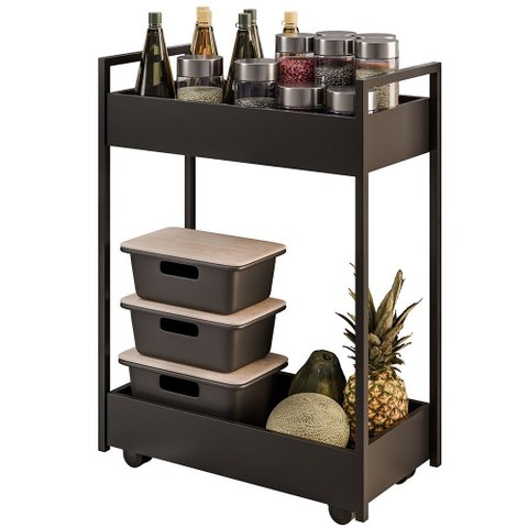 Fruteira Carrinho Multiuso Industrial 2 Prateleiras Manu M05 Preto - Inoviza