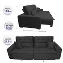 Ver imagem 2 de Sofá 2,12M Retrátil e Reclinável com Molas Cama Inbox Confort Tecido Suede Velusoft Preto