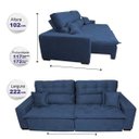 Ver imagem 2 de Sofá 2,22M Retrátil e Reclinável com Molas Cama Inbox Confort Tecido Suede Velusoft Azul