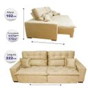 Ver imagem 2 de Sofá 2,22M Retrátil e Reclinável com Molas Cama Inbox Confort Tecido Suede Velusoft Bege