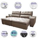 Ver imagem 3 de Sofá 2,52M Retrátil e Reclinável com Molas Cama Inbox Confort Tecido Suede Velusoft Castor